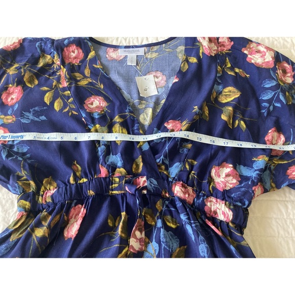 Motherhood Maternity Navy Floral Tie Front Top - Picture 7 of 8